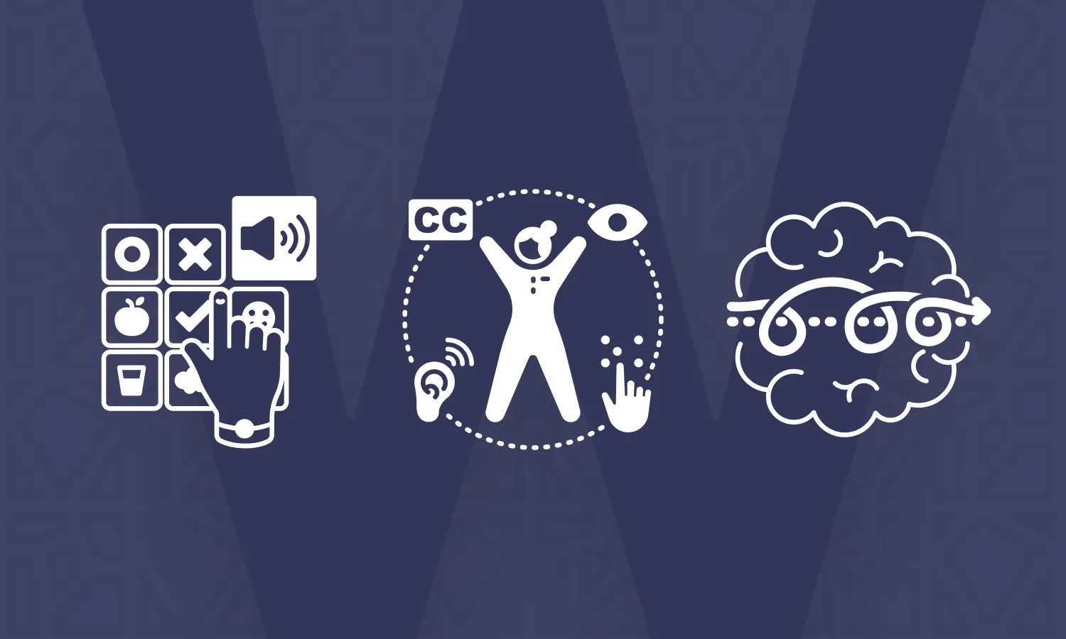 Három ikon az Accessibility Icon Collection ből