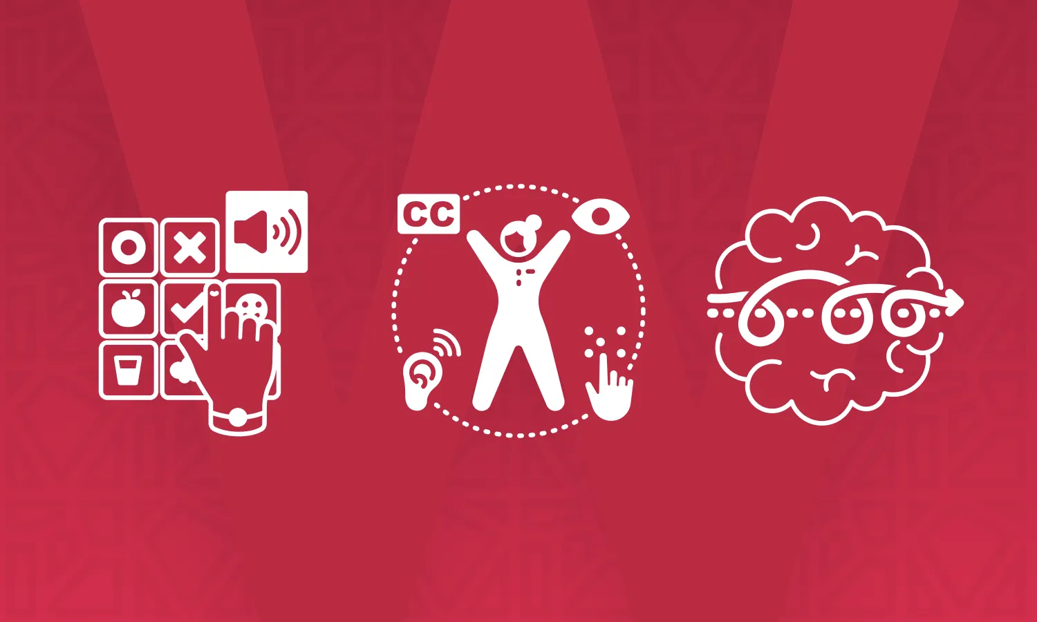 Három ikon az Accessibility Icon Collection ből